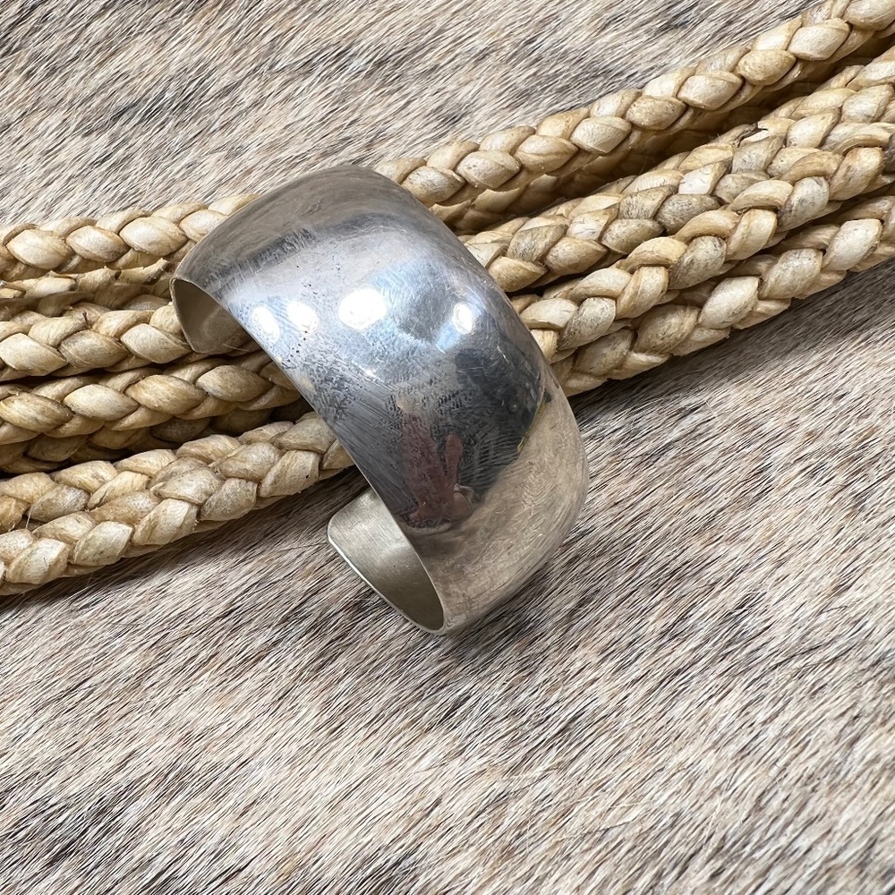 Vintage Native American Large Sterling Silver Wide Cuff Bracelet